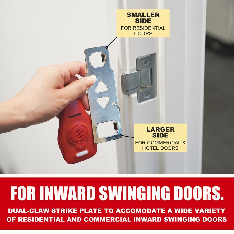 Securityman Portable Door Lock with Alarm | Hotel Door Locks for Travelers Security | Loud 130dB Door Security Device for Hotel Room  Apartment Home  & Travel Safety Inside for Women Children - Red - Image 4